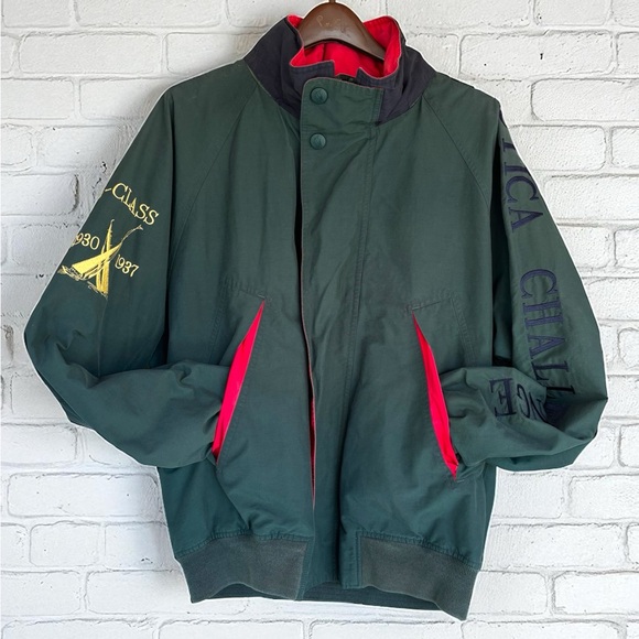 Vintage Nautica Men's XL Green Challenger Sailing Windbreaker Jacket Gorpcore - Picture 1 of 13